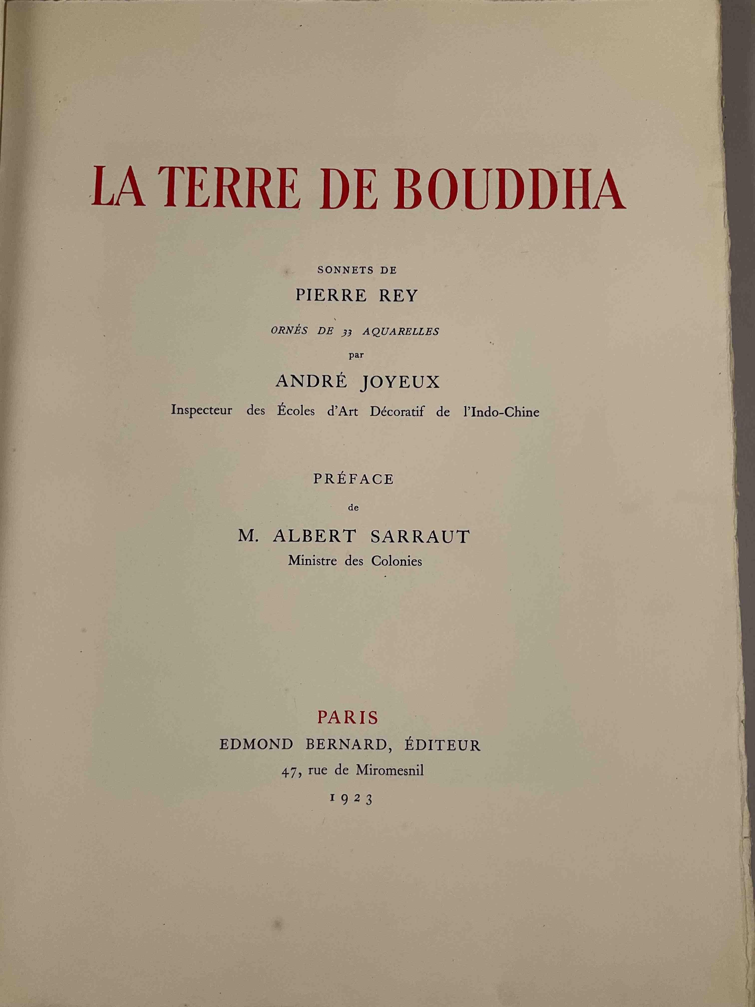 [Indochine] Pierre Rey, La terre de Bouddha.
Paris, Bernard, 1923. [82]p.
Bel...
