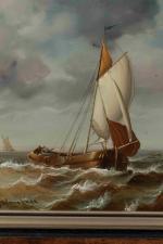 Bartol Wilhelm VAN LAAR (1818-1901)Voilier par mer agitée. Huile sur...