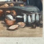 S. DECHAMPS (XXème siècle)"Marché breton"Lithographie signée dans la planche et...