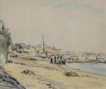 Georges DUFRENE (1909-1981)
"Roscoff", 1955.
Aquarelle signée, située et datée 24.8.55 en...