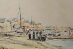 Georges DUFRENE (1909-1981)
"Roscoff", 1955.
Aquarelle signée, située et datée 24.8.55 en...