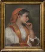 Ecole ITALIENNE de la fin du XIXe siècle.
Jeune fille au...