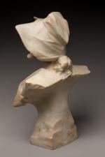 Pochini GALILEO (1800-1899) Jeune fille au chapeau, sculpture en albâtre...