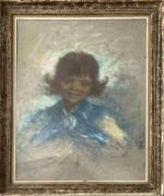 Lucien LEVY-DHURMER (1865, Alger - 1953, Le Vézinet)Portrait d'enfant.Fusain pastel...