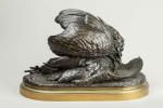Alexandre LEONARD (Paris, 1821 - 1877)"Butor blessé", 1867.Bronze patiné signé...