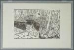 Henri RIVIERE (Paris, 1864 - Sucy-en-Brie, 1951)
Barques à marée basse...