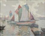 Louis CYLKOW (Varsovie, 1877-Paris, 1934)
Thoniers au port 
Huile sur panneau...