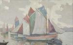 Louis CYLKOW (Varsovie, 1877-Paris, 1934)
Thoniers au port 
Huile sur panneau...