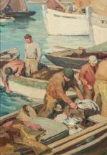 Lionel FLOCH (Quimper, 1895-1972)
Retour de pêche à Concarneau
Huile sur toile...