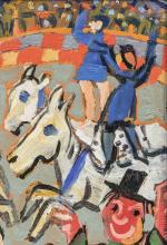 René QUERE (Ploaré, 1932 - Douarnenez, 2021)
"Chevaux blancs", au cirque
Acrylique...