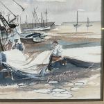 Ecole du XXème siècle
"Vie Maritime", le ravaudage des voiles.
Aquarelle signée...