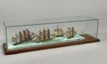 DIORAMA sous verre représentant le quatre mâts barque CHAMPIGNY en...