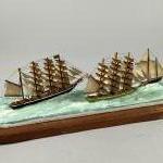 DIORAMA sous verre représentant le quatre mâts barque CHAMPIGNY en...