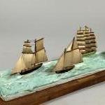 DIORAMA sous verre représentant le quatre mâts barque CHAMPIGNY en...