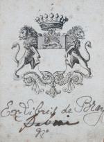 CUIVRE d'ex-libris aux armes de la famille de BRAY, épreuve...