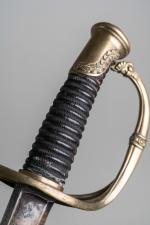 France, Restauration. SABRE d'officier d'infanterie modèle 1821, garde en laiton,...