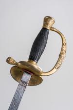 Espagne, XIXe siècle. EPEE d'officier d'artillerie, monture en laiton doré...