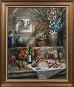 Bernard LOCCA (1926-1997)"Nature morte à la Monnaie du Pape".Huile sur...