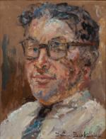 Irène ZURKINDEN (1909-1987)Portrait d'homme.Huile sur carton signée en bas à...