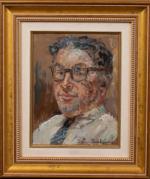 Irène ZURKINDEN (1909-1987)Portrait d'homme.Huile sur carton signée en bas à...