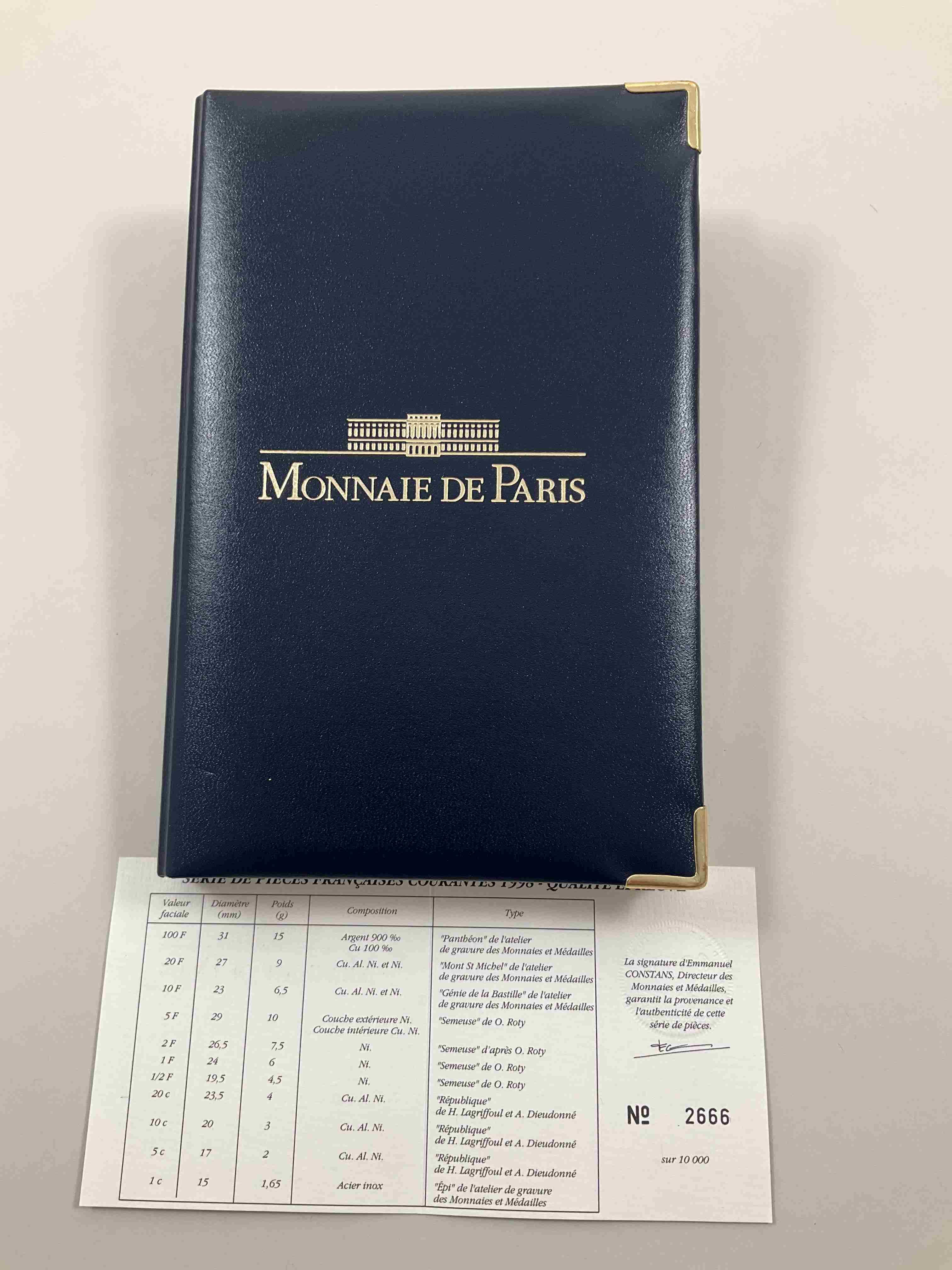 FRANCE, Ve République, Monnaie de Paris. COFFRET "Série de pièces...