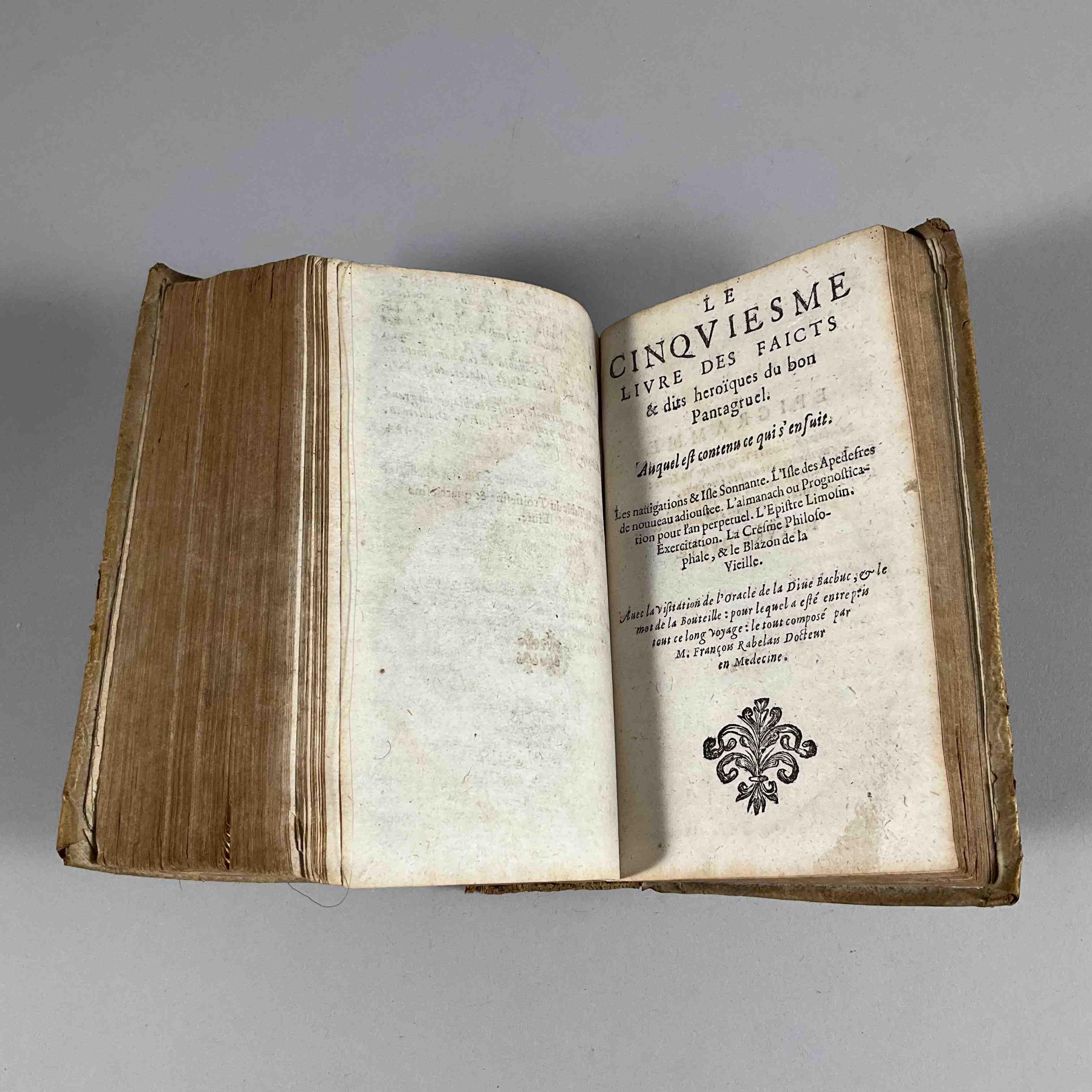 Oeuvres de Rabelais.
Probablement une édition début XVIIe, avec une collation...