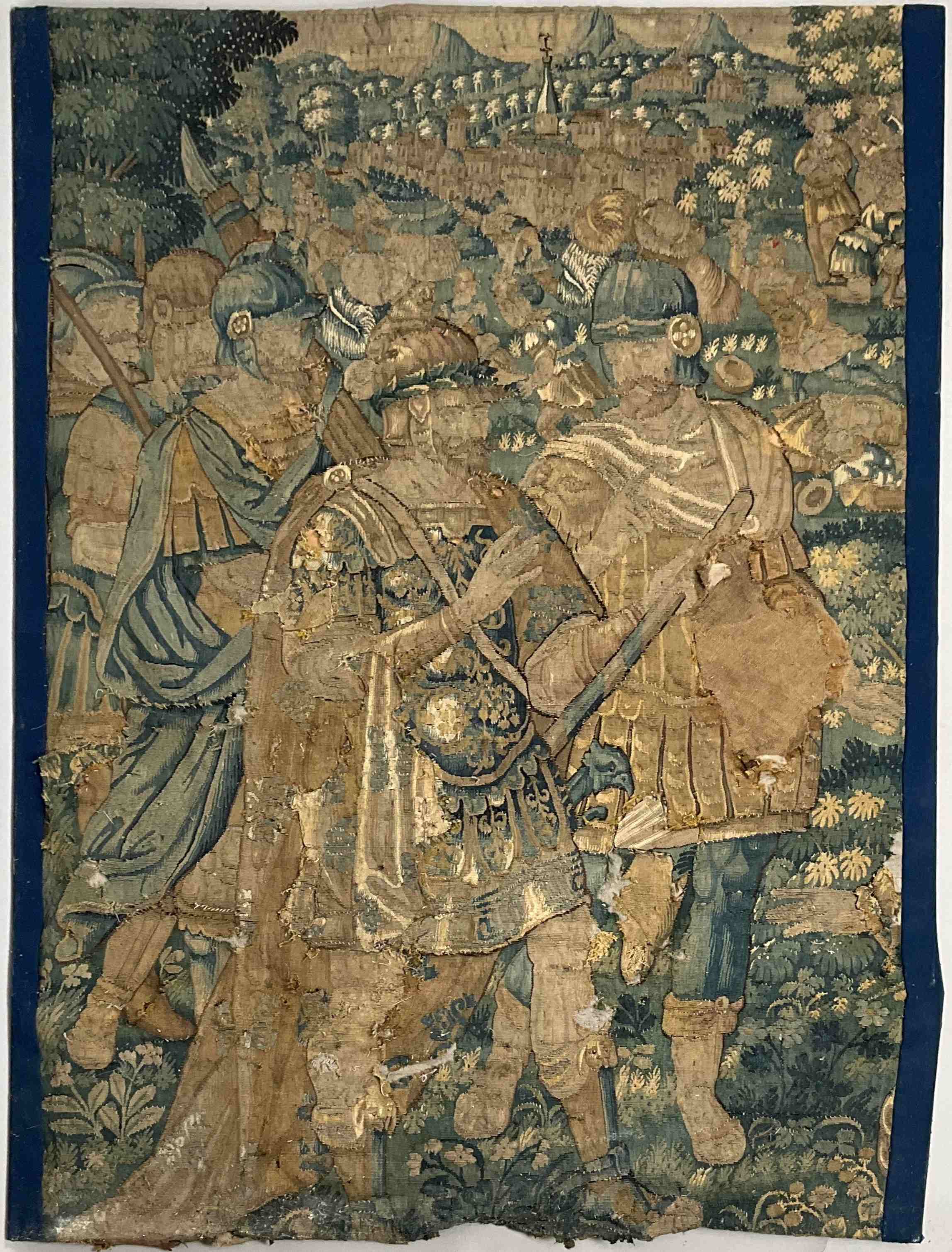 Fragment de TAPISSERIE figurant une scène de l'histoire antique :...