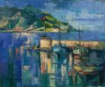 José PALMEIRO (1903 - 1984)"Le port de Beaulieu".Huile sur toile...