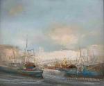 André INGRES (1938)"Port de Sète".Huile sur toile signée en bas...