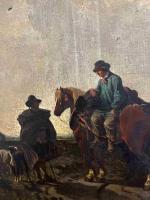 Ernest Louis SEIGNEURGENS (c.1820-1904) Conversation entre un berger et un...