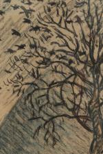 Alcide LE BEAU (Lorient, 1873 - 1943).
L'arbre aux oiseaux.
Pastel signé...