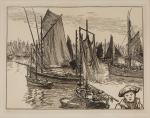 Jacques BELTRAND (Paris, 1874 - Coucy-les-Eppes, 1977)"Mousse et sardiniers", 1937.Gravure...