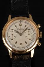 BREITLING. MONTRE CHRONOGRAPHE homme plaqué or, calibre Venus 188 (1948-1966)....