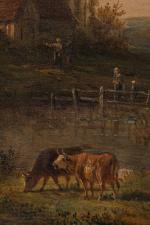 Victor DE GRAILLY (1804-1889) Paysage pastoral animé. Toile signée en...