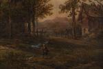 Victor DE GRAILLY (1804-1889) Paysage pastoral animé. Toile signée en...